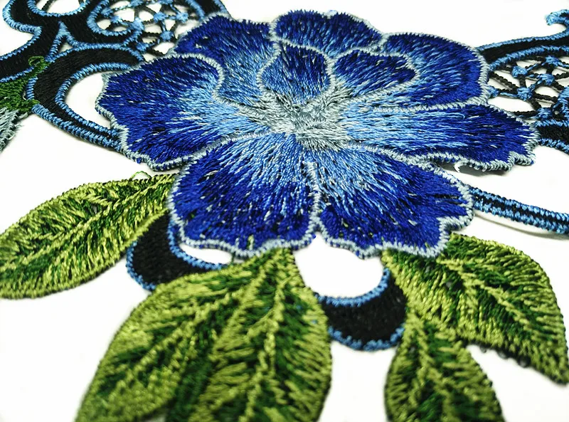 Синяя декоративная кружевная вышивка цветочной вышивки из полиэстера воротник с