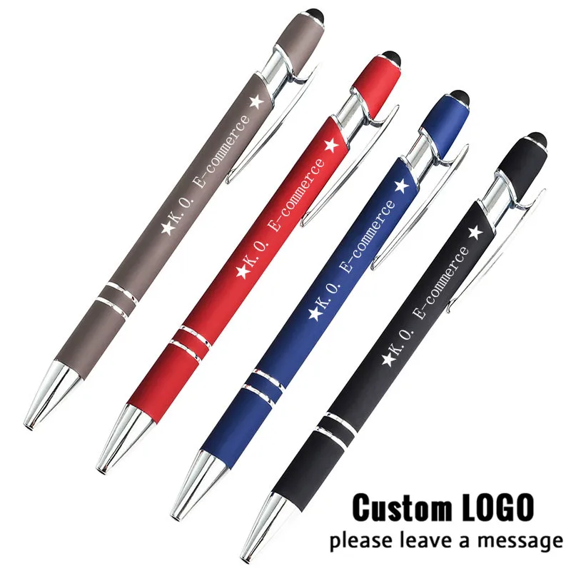 

30pcs New Free Custom Logo Metal Two-in-one Capacitive Touch Screen Handwriting Ballpoint Pens Office Gift Pen Touch Writing Pen