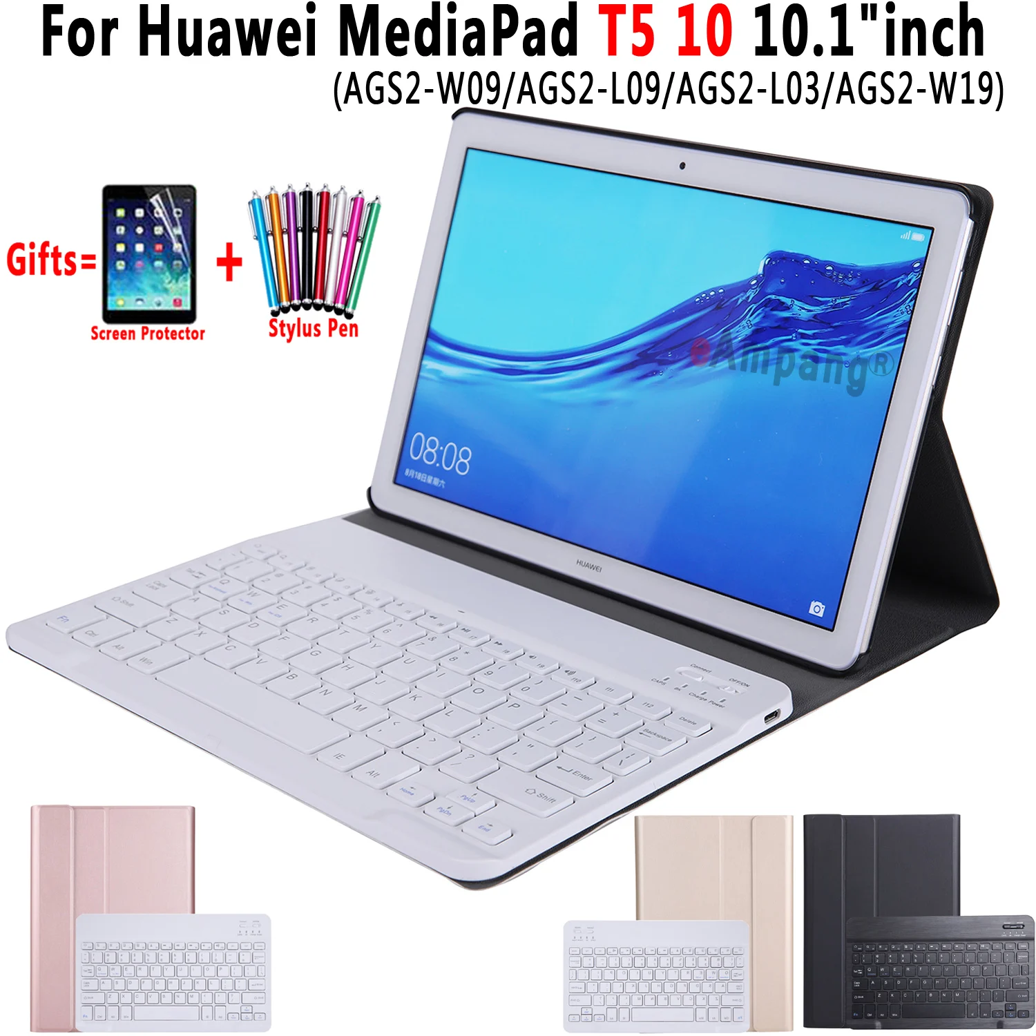 Чехол для Huawei MediaPad T5 10 Обложка съемная Bluetooth-клавиатура Магнитный кожаный чехол 1