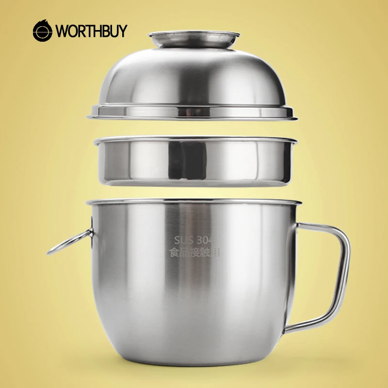 WORTHBUY 304 миска из нержавеющей стали для быстрого приготовления лапши с ручкой