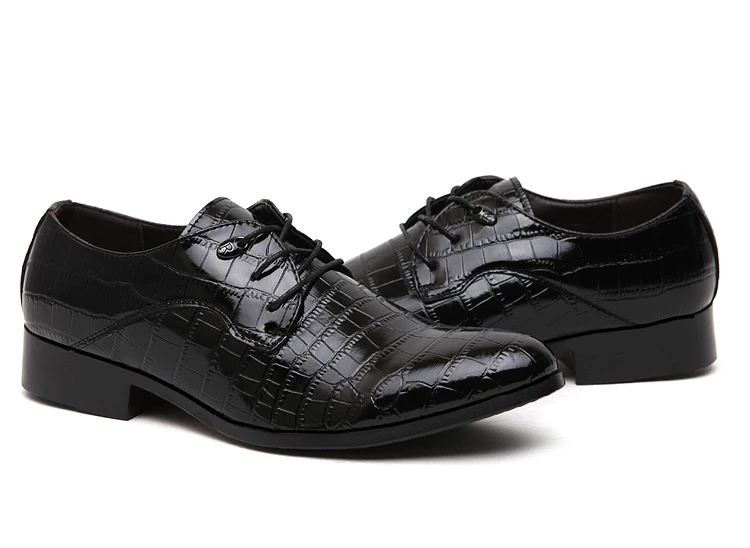 Aoid undesirable male leather men's commercial quality formal shoes fashion lacing pointed toe bright japanned | Обувь
