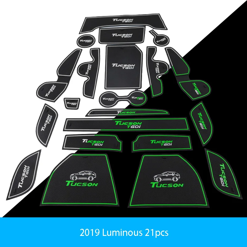 2019 21pcs Резиновые дверной коврик Нескользящая чашка Накладка внутренняя отделка аксессуар Стайлинг ворота Слот Накладка для hyundai Tucson - Цвет: 2019 21pcs