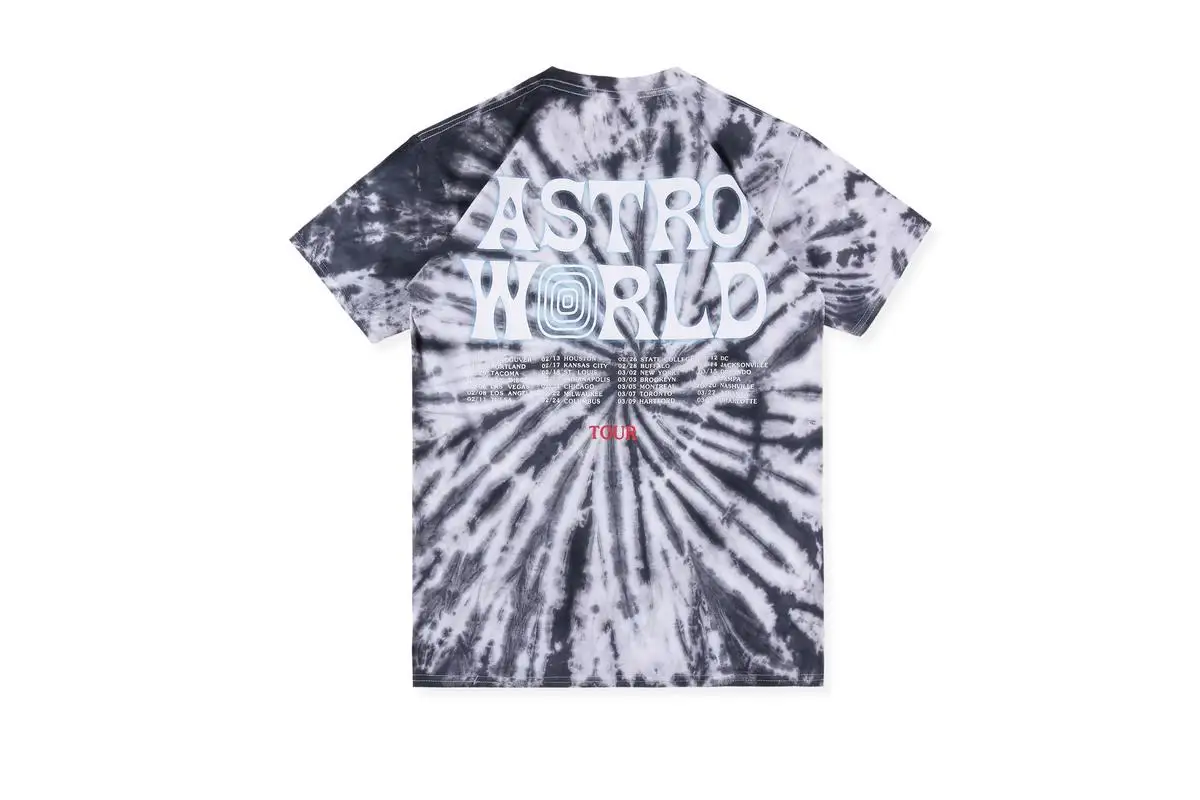 19SS Трэвиса Скотта Astroworld Tour футболка космонавта Tie Dye ткань уличная хип-хоп ASTROWORLD футболка Harajuku футболки для мужчин
