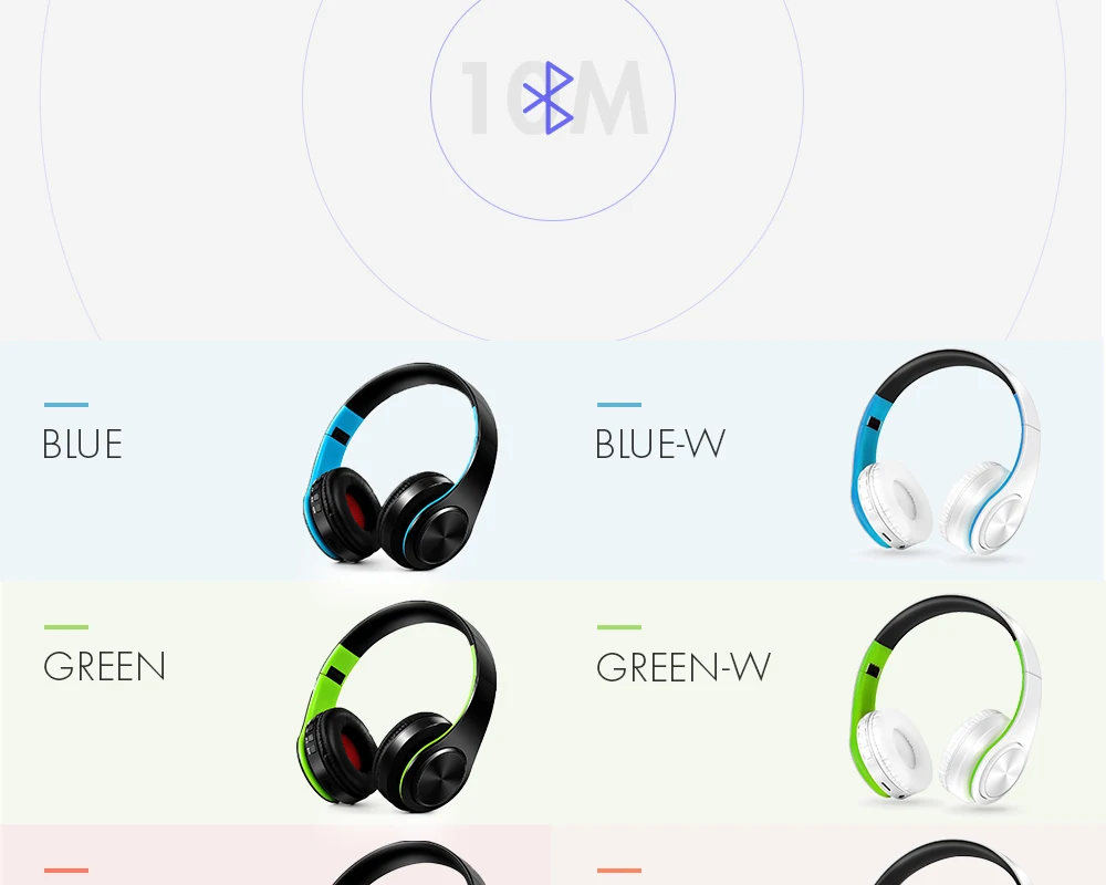 Беспроводные наушники Bluetooth наушники стерео Bluetooth наушники Складная гарнитура FM с микрофоном наушники Поддержка SD карты музыка