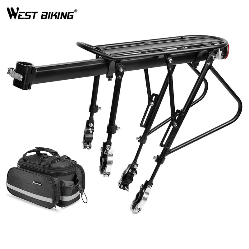 WEST BIKING велосипедная стойка из алюминиевого сплава, багажная задняя переноска с сумкой, седло, багажник для велосипедов, MTB велосипед, задняя полка, велосипедные багажники