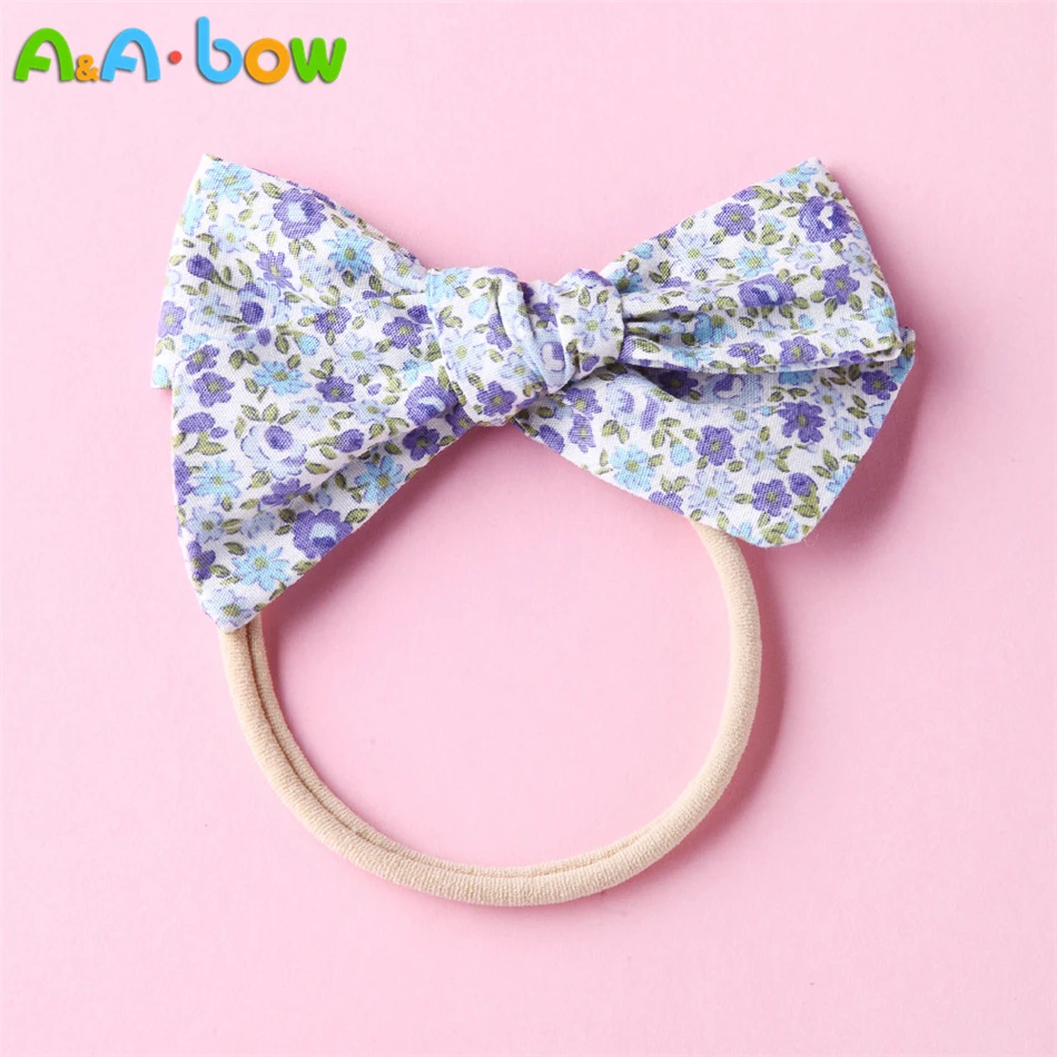 

5pcs/lot Print Floral Bow Nylon Headband For Baby Girls, Baby Stretch Headbands Cute Headwear Hair Accessories Head Wrap