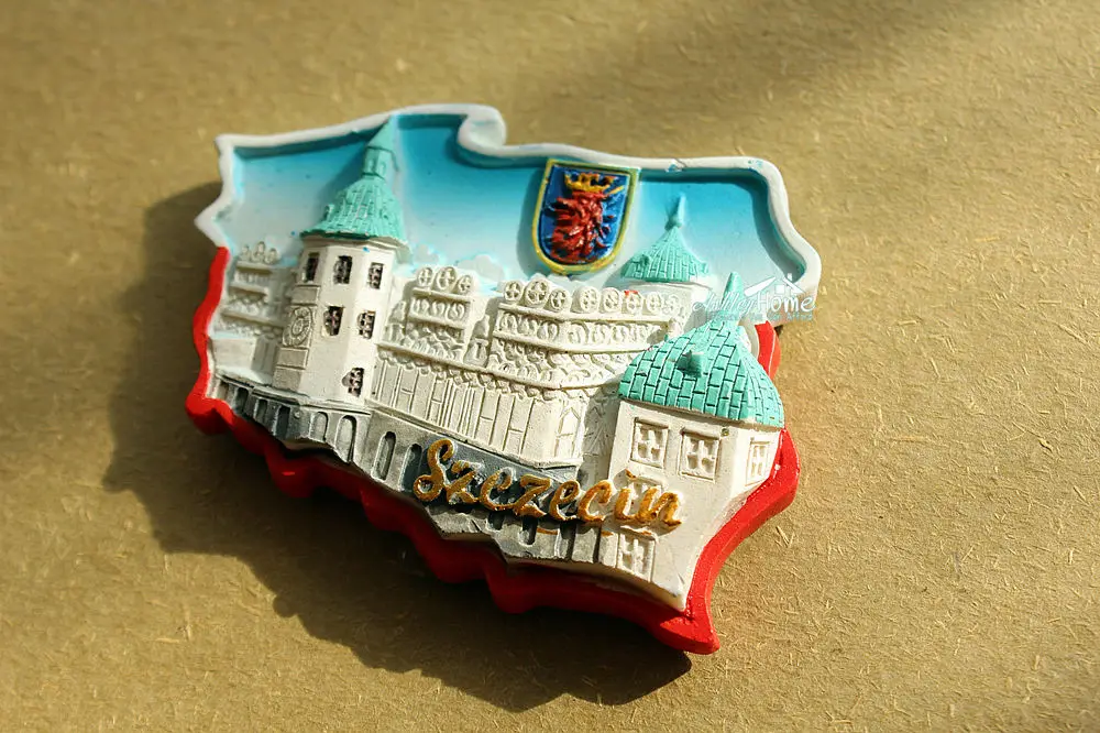 Szczecin Польша туристический сувенир 3D Смола декоративный магнит для холодильника