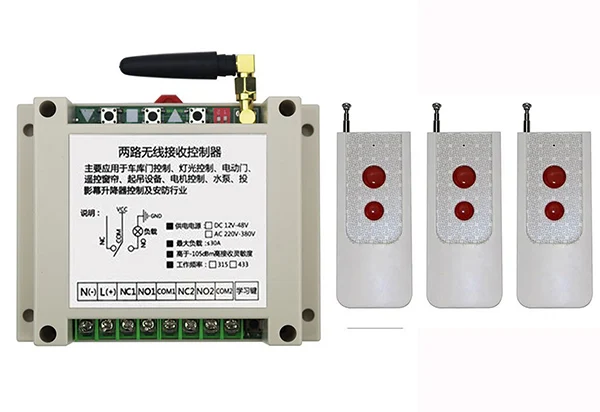 AC220V 250В 380В 2CH 1000 м беспроводной Радиочастотный пульт дистанционного управления