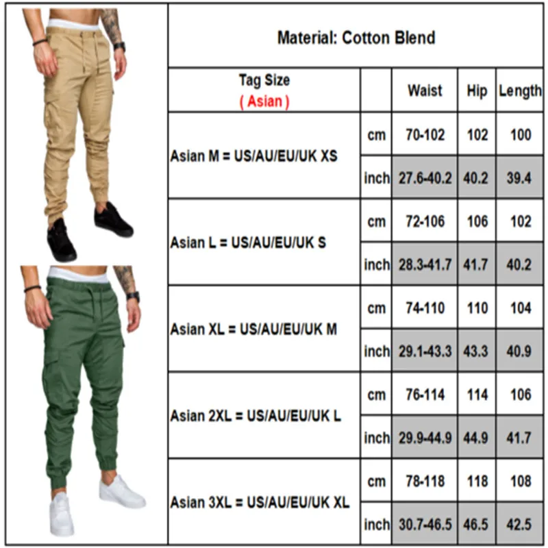 New2018 Для мужчин эластичная талия грузовой боевой работы брюки Slim Fit Повседневное