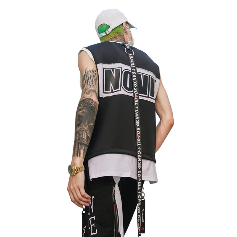 New high quality fashion summer personality refreshing hip-hop casual ribbon street men's vest clothing | Мужская одежда