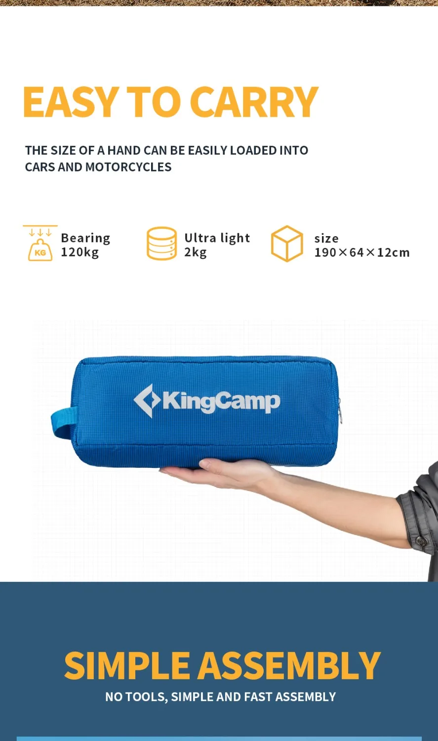 KingCamp Сверхлегкая одноместная складная кровать весовая емкость 120 кг походная кроватка авиационный алюминиевый портативный туристический удобный
