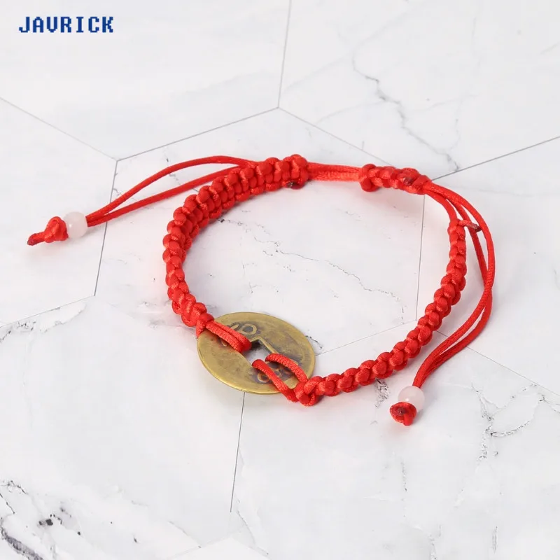 

JAVRICK Chinese Feng Shui Wealth Lucky Copper Coin Pendant Red String Bracelets Jewelry