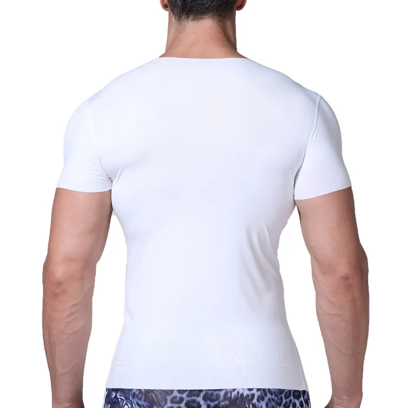 

Summer Men's T Shirt Seamless Modal Short Sleeved V-neck High-elastic Undershirt Bottom Shirt