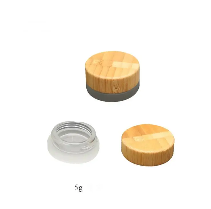 Бесплатная доставка новинка 5 мл матовая стеклянная банка с бамбуковой крышкой