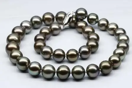 19&quot Superb 10-11mm Natural Tahitian genuine black round pearl necklace | Украшения и аксессуары