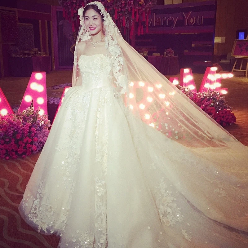 Роскошное бальное платье vestido de noiva кружевные свадебные платья с цветами и