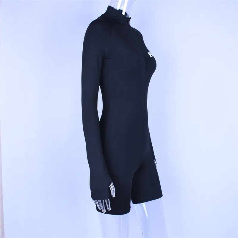 Wixra Women's Clothing New Hot Long Sleeve Turtleneck Playsuits Trendy Letter Sports Casual Bodysuits Shorts For Female