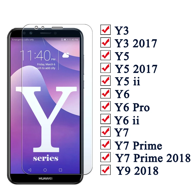 Для Huawei y3 Защитное стекло для huawei y9 2018 y 3 5 2017 y5 ii y6 pro y7 prime Закаленное Защитная