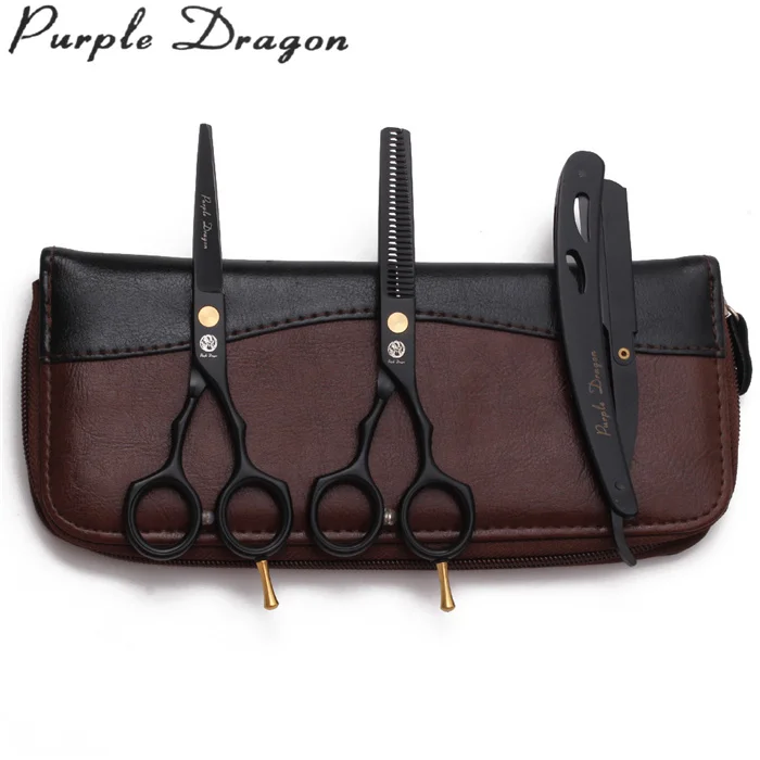Z1104 Hei 3P 5.5YY 5.5" 16cm JP Purple Dragon Black Haicut Scissors Barber Makas Cutting Scissors Thinning Shears Professional Hair Scissors Z1104 - Цвет: Z1104 Hei 3P 5.5YY