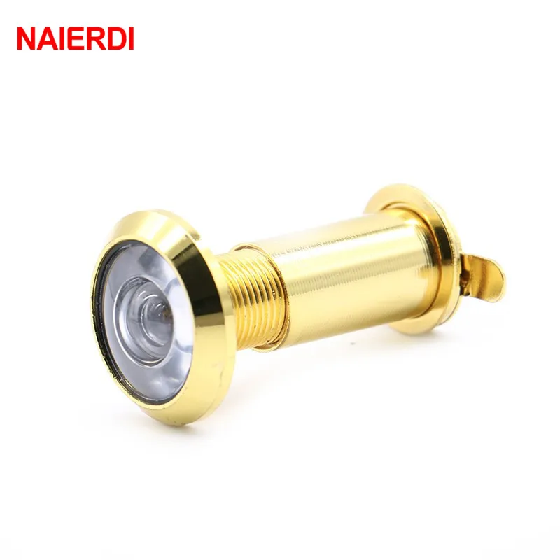 Дверной глазок NAIERDI Deluxe 200 градусов латунный широкий угол хромированный