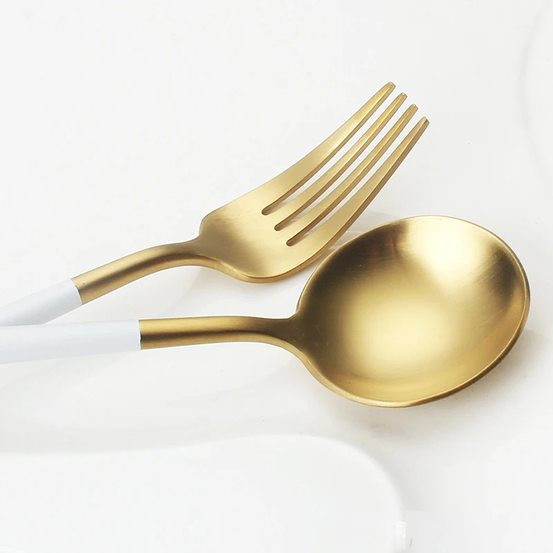 Gold Dinnerware Set Stainless Steel Cutlery 4 Pieces Black Knife Fork Tableware Silver Cutleries Western Food |