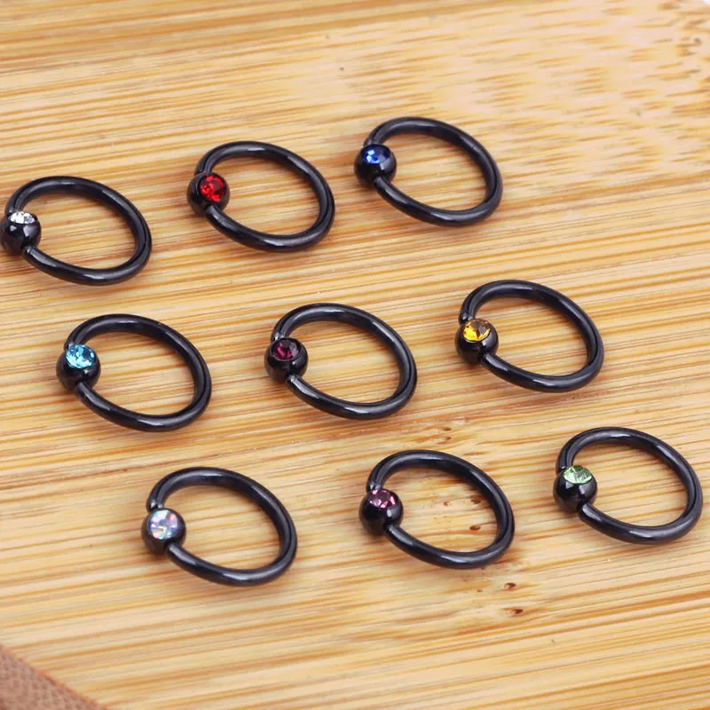 Кольцо с круглым закрытым носом MODRSA 2 шт./лот черное кольцо из нержавеющей стали