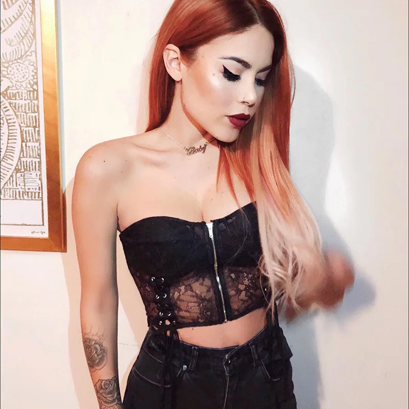 Женский прозрачный топ на бретельках FHTEX повседневный облегающий Топ без рукавов