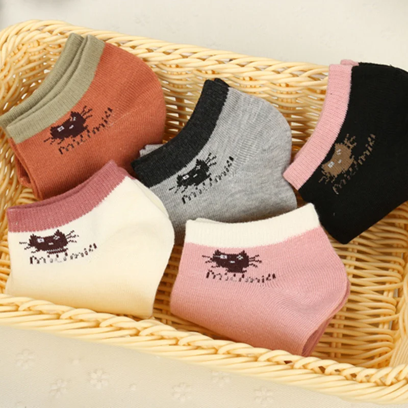 Носки женские хлопковые короткие с принтом 5 пар | Женская одежда