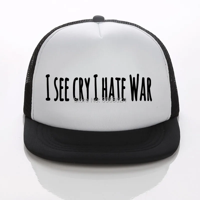 Летняя сетчатая Кепка-тракер для взрослых и детей с принтом I SEE CRY HATE WAR бейсболка
