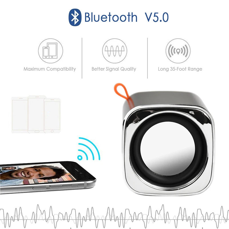 Металлический беспроводной Bluetooth динамик, мини портативный, чистый звук, голос, телефон, громкий динамик, стерео, для улицы, поход, розовый, красный, золотой, черный, Silve