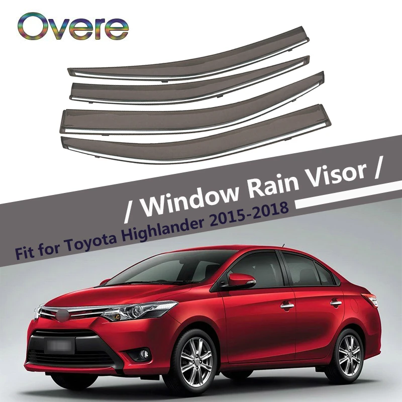 

Overe 4Pcs/1Set Smoke Window Rain Visor For Toyota Vios XP150 2014 2015 2016 2017 2018 Awnings Shelters Guard Accessories