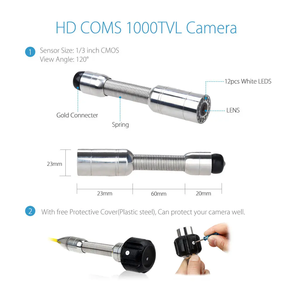 Eyoyo 9 &quot20 м HD lcd CMOS 23 мм 1000TVL 12 В настенный дренажный канализационный трубопровод