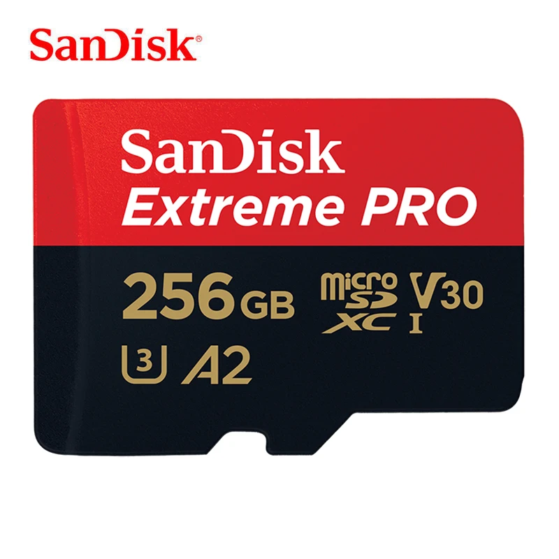 Карта памяти SanDisk 64GB Extreme PRO Flash 256GB tf-карта 128GB MicroSD карта UHS-I U3 C10 V30 A2 4K UHD 170 МБ/с. с адаптером SD