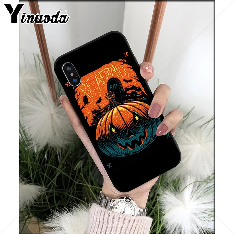 Yinuoda чехол для телефона на Хэллоуин тыква черный мягкий из ТПУ iPhone 6S 6plus 7 7plus 8Plus X Xs
