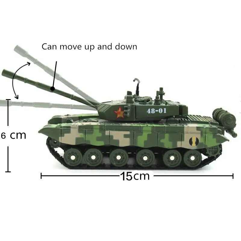 1:48 Танк боевой игрушечный танк модель классический вращение Музыка LED игрушки