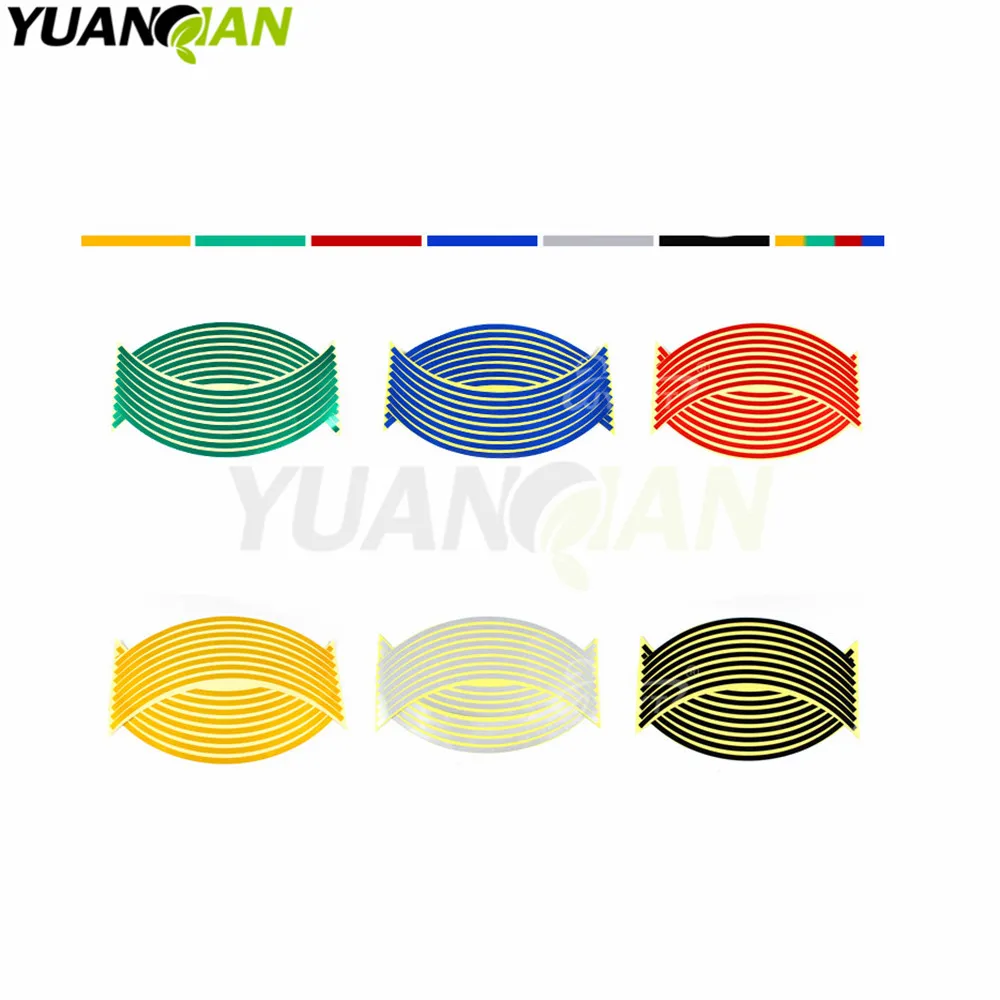 16 Strips Bike Car Motorcycle Wheel Tire Reflective Rim Stickers And Decals Decoration 17&quot18&quot Color Styling New | Автомобили и