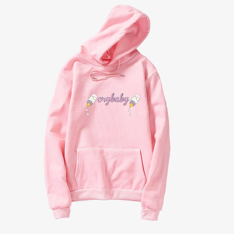 

Lovely Baby's Bottle Print Hoodies Women Fleece Kawaii Funny Pullover Sweatshirt Casual Loose Harajuku Unisex Streetwear Clothes