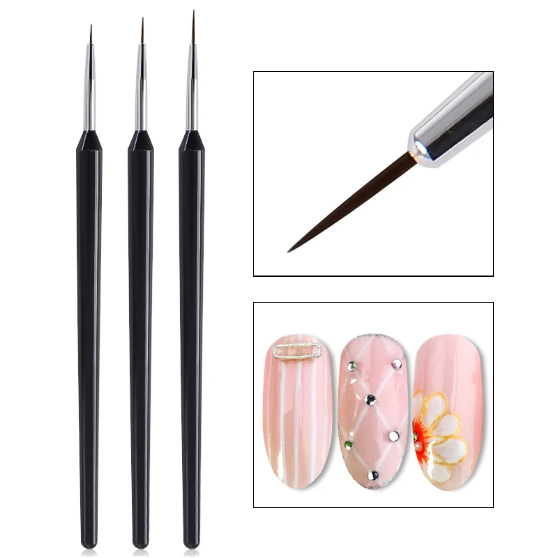3 шт./компл. Nail Art Живопись из линий ручка Кисточки Из метала золотого цвета Гель-лак для УФ-лампы Советы Цветок 3d дизайн маникюра и педикюра, фрезер для рисования, сделай сам, Новинка