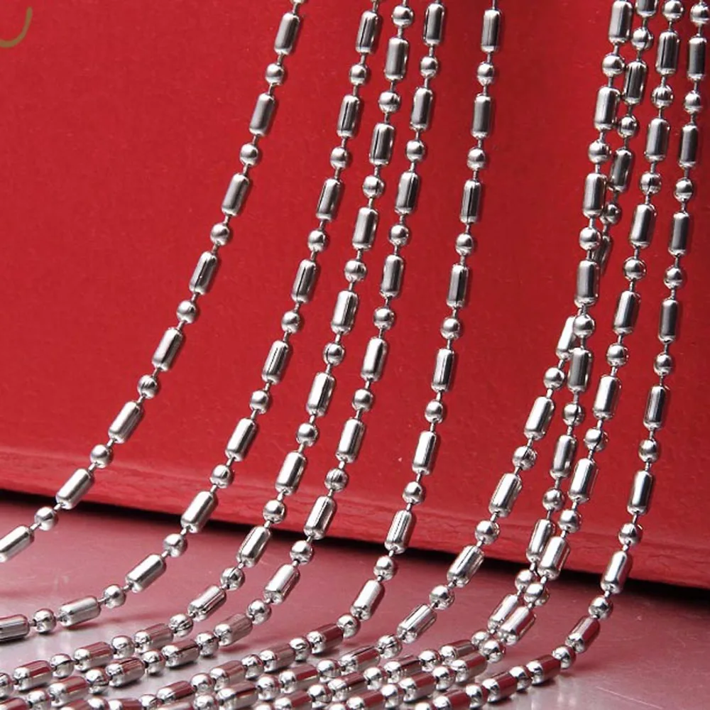 

Silver Color Stainless Steel Chain Necklace Beads Chain Rolo Chain Necklace Fashion Jewelry Necklace Women Men Wholesale