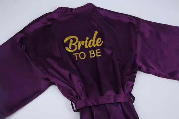 purple 1pc Sisbigdey/комплект из 3 предметов для невесты; халат; тапочки; Атласный халат с поясом; женские блестящие золотые вечерние кимоно для невесты - Цвет: purple 1pc