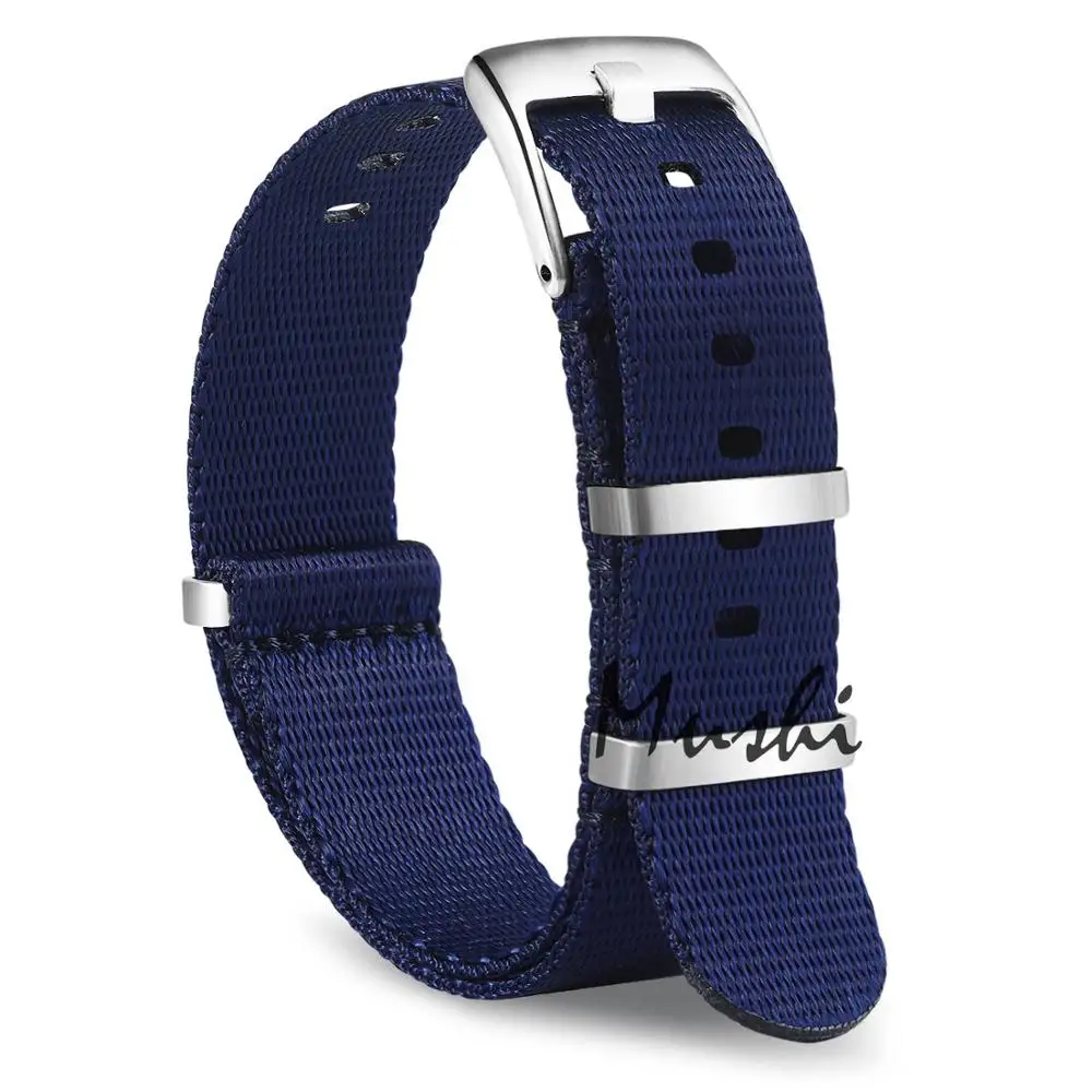 Navy Blue James Bond 007 20 мм 22 мм часы с ремешком NATO Band мужские серебряные пряжка холст ремешок с инструментами - Цвет ремешка: Navy Blue