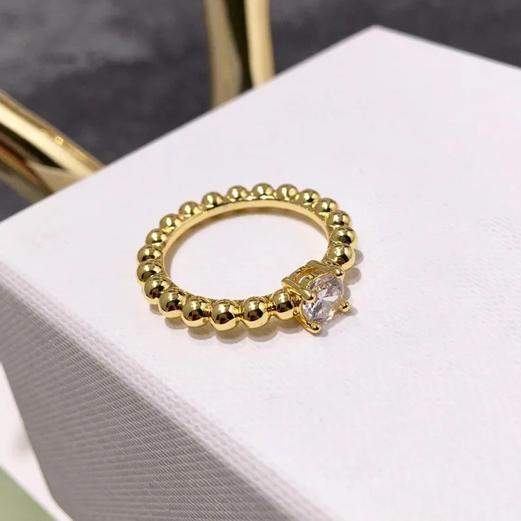 HUISTORY высококачественное Брендовое кольцо из бисера с камнем для женщин