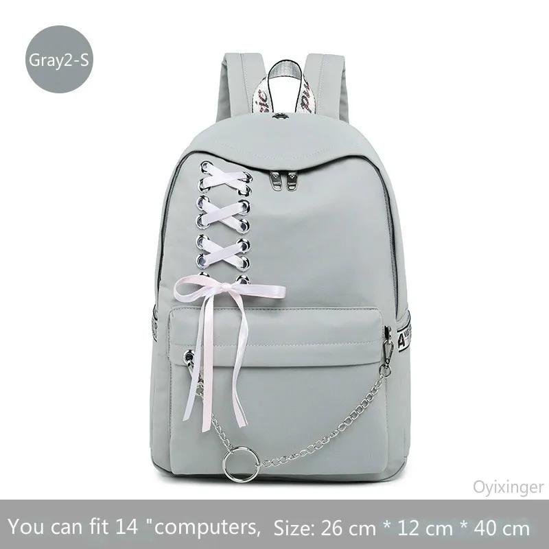 Gray2-S Fashion Girl Schoolbag Students Pink Laptop Backpack School Bags For Teenage Girls Women Backpacks Mochila infantil Escolar - Color: Gray2-S