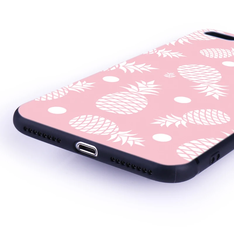 Lemooc Super Cute Phone Case for iPhone 7 8 Plus Soft TPU+PC Pink Color Pineapple Cases X |