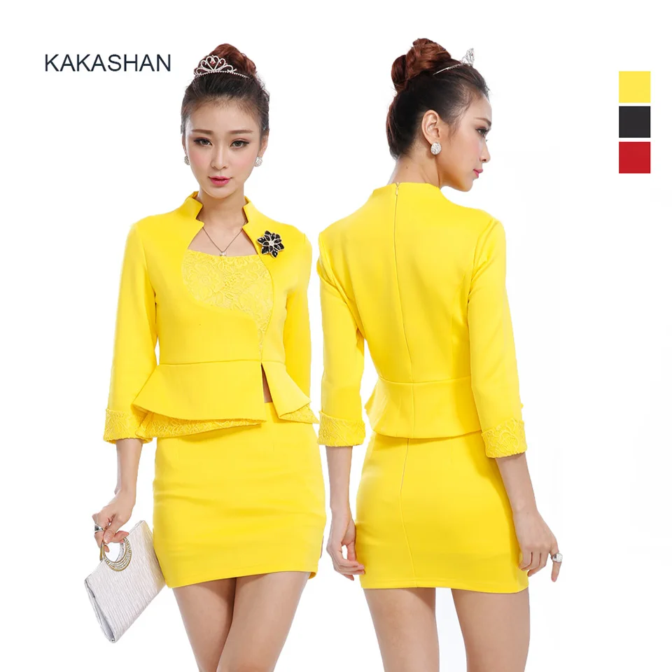 Женские костюмы комплект из мини юбки черное элегантное Деловое платье карандаш