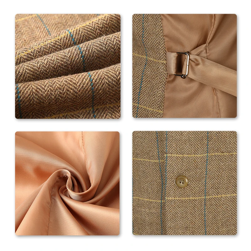 YUNCLOS новый мужской шерстяной костюм жилет однобортный клетчатый Свадебный Приталенный для жениха деловой