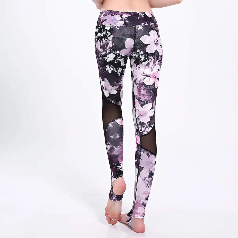 Черные боковые сетчатые панели полная Длина Высокая талия женские спортивные