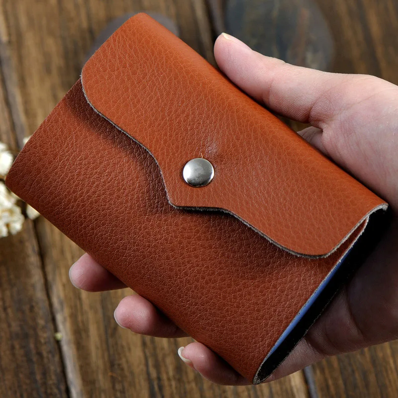 

BLEVOLO Unisex Card Holder Genuine Leather Bank Business Cards Package Men Women Credit Card Holders Soft Solid ID Cover Case