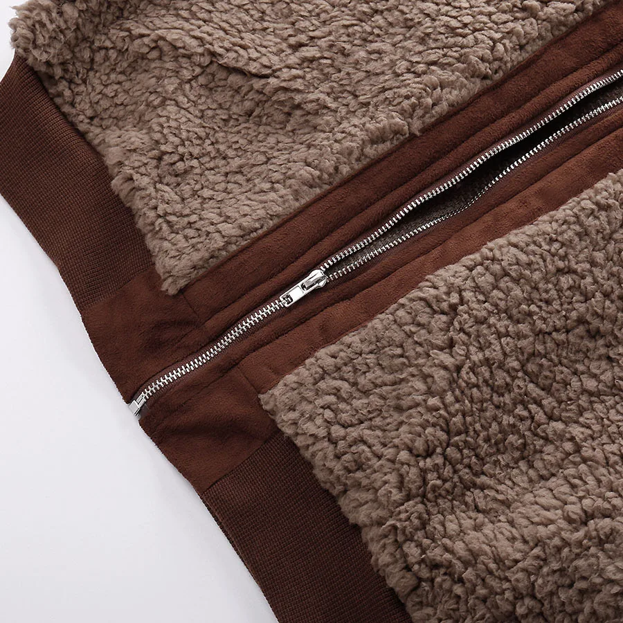 

Women Short Lamb Jacket Coat Autumn Winter 2019 New Zipper Long Sleeve Fur Fleece Plush Outerwear Female Streetwear Fashionable
