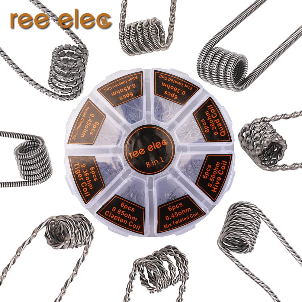 REE ELEC 8 в 1 готовые катушки (48 катушек Клэптон) + хлопок бекон DIY инструменты